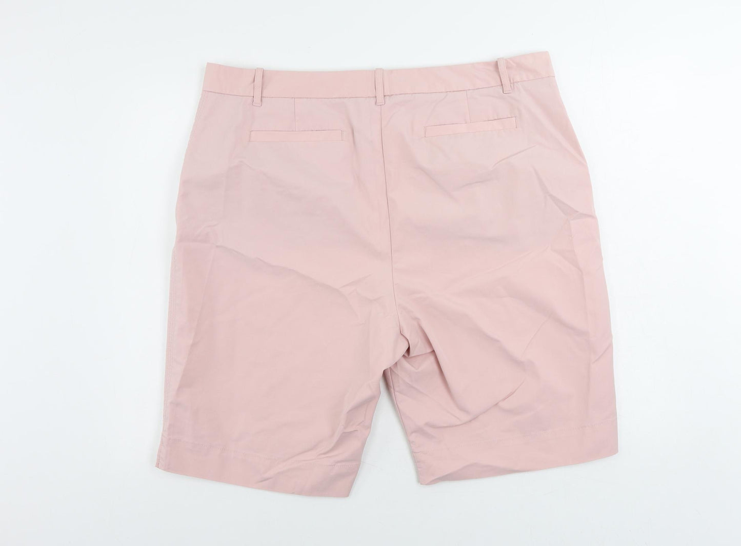 Marks and Spencer Womens Pink Cotton Chino Shorts Size 20 L10 in Regular Zip - Pockets