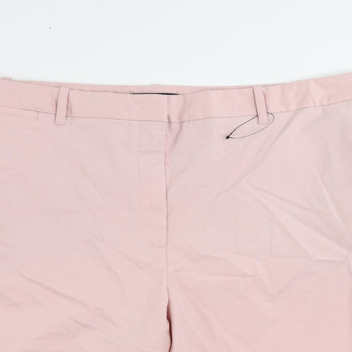 Marks and Spencer Womens Pink Cotton Chino Shorts Size 20 L10 in Regular Zip - Pockets