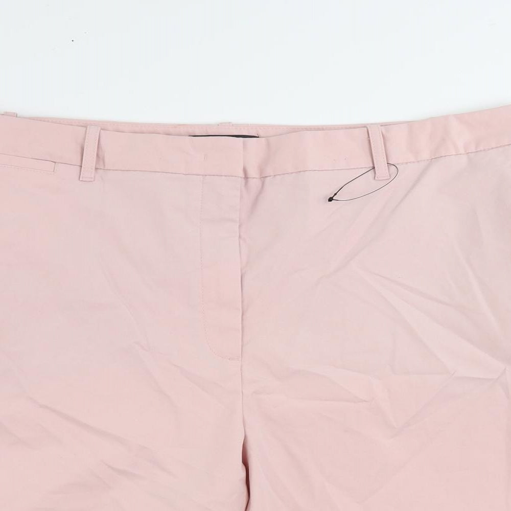 Marks and Spencer Womens Pink Cotton Chino Shorts Size 20 L10 in Regular Zip - Pockets