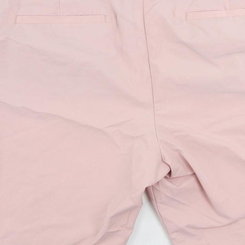 Marks and Spencer Womens Pink Cotton Chino Shorts Size 20 L10 in Regular Zip - Pockets