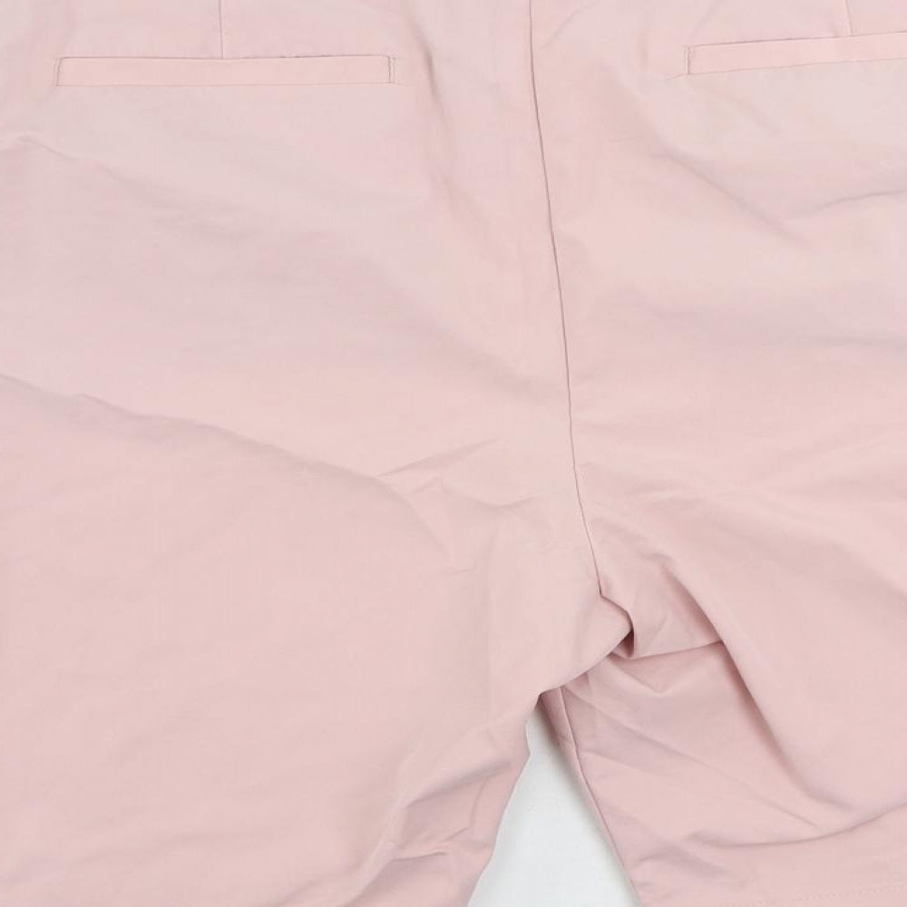 Marks and Spencer Womens Pink Cotton Chino Shorts Size 20 L10 in Regular Zip - Pockets