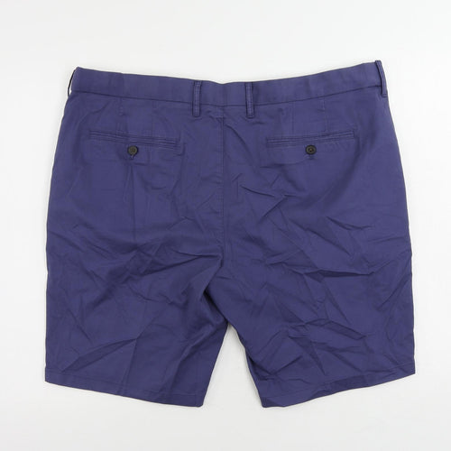 Marks and Spencer Mens Blue Cotton Chino Shorts Size 42 in L10 in Regular Zip
