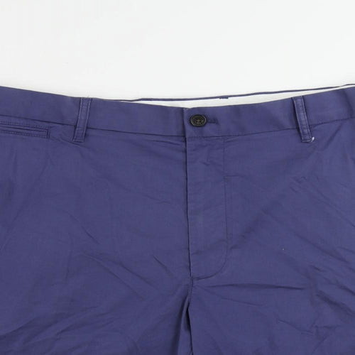 Marks and Spencer Mens Blue Cotton Chino Shorts Size 42 in L10 in Regular Zip