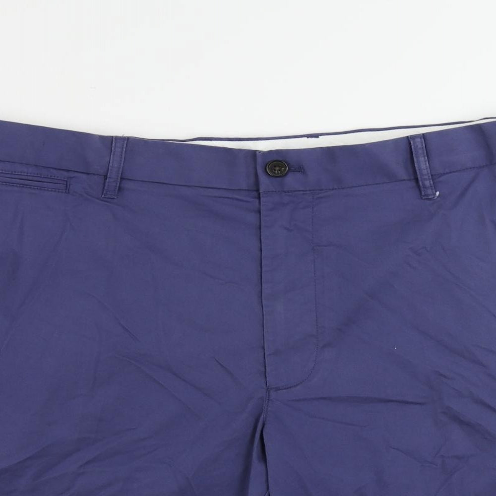 Marks and Spencer Mens Blue Cotton Chino Shorts Size 42 in L10 in Regular Zip