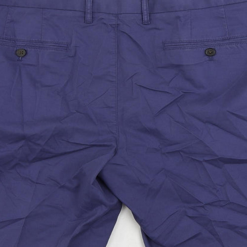 Marks and Spencer Mens Blue Cotton Chino Shorts Size 42 in L10 in Regular Zip