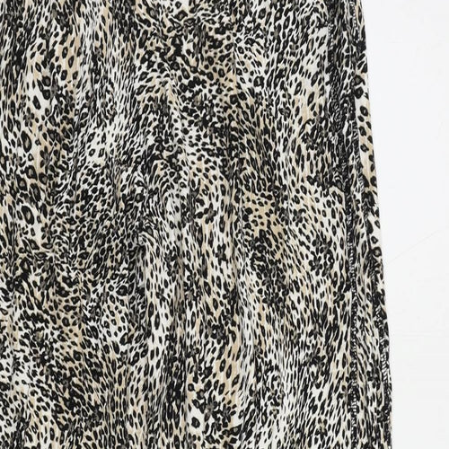 Marks and Spencer Womens Brown Animal Print Viscose Jogger Trousers Size 10 L26 in Regular - Elastic Waist