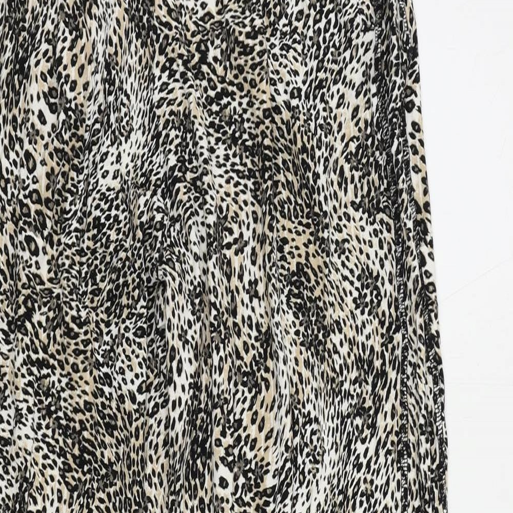 Marks and Spencer Womens Brown Animal Print Viscose Jogger Trousers Size 10 L26 in Regular - Elastic Waist