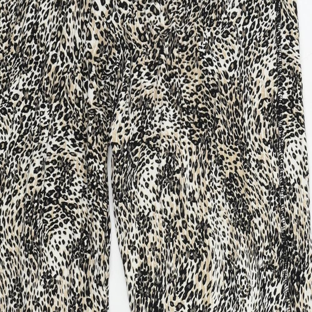 Marks and Spencer Womens Brown Animal Print Viscose Jogger Trousers Size 10 L26 in Regular - Elastic Waist