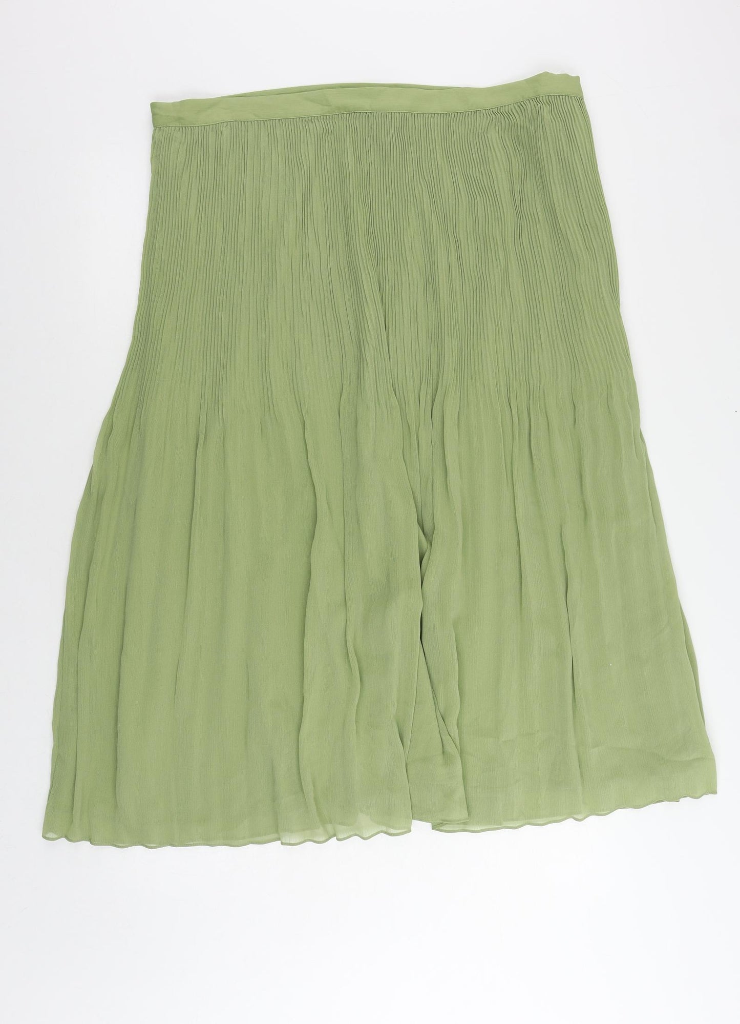 Marks and Spencer Womens Green Polyester Pleated Skirt Size 20 Zip