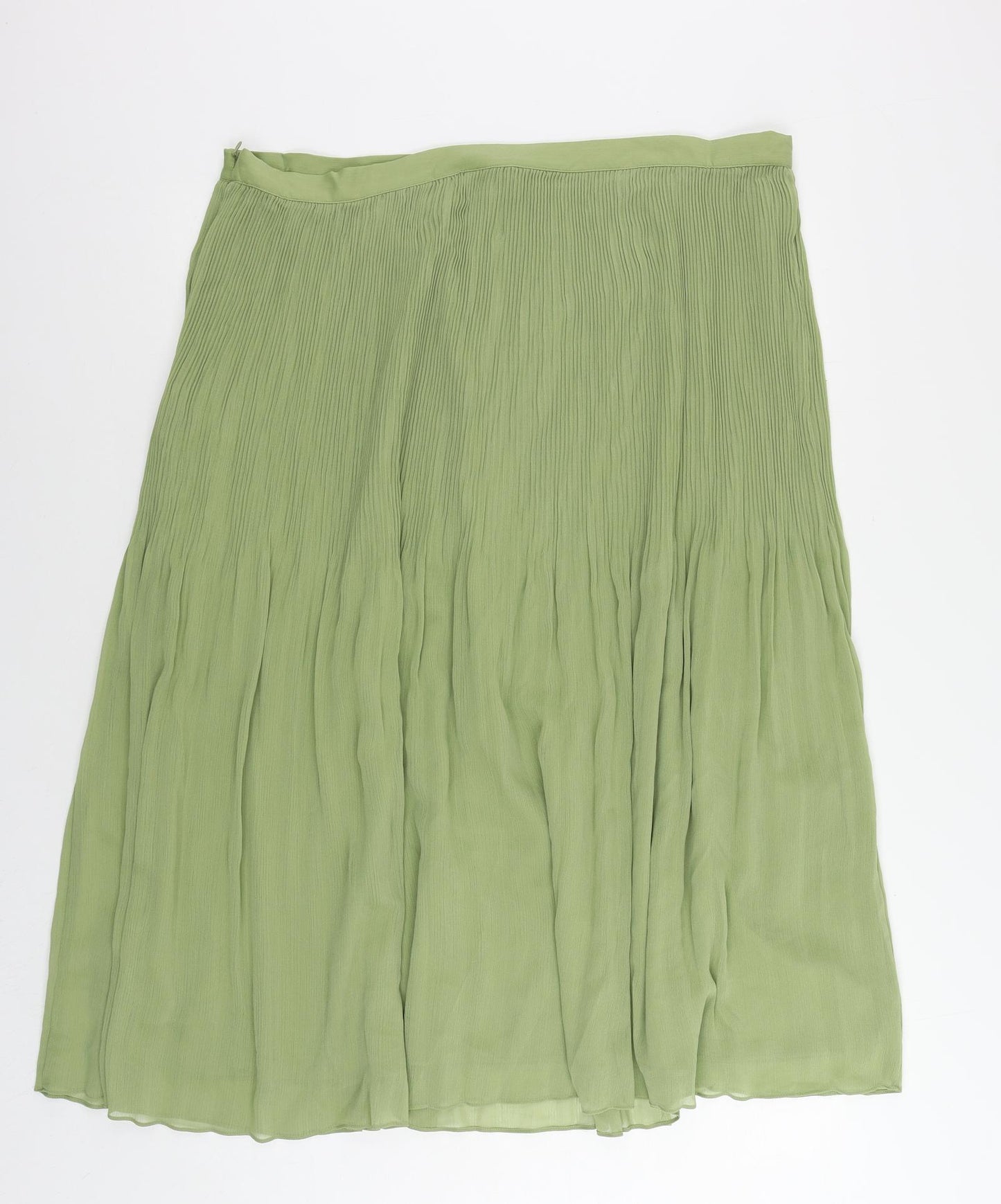 Marks and Spencer Womens Green Polyester Pleated Skirt Size 20 Zip