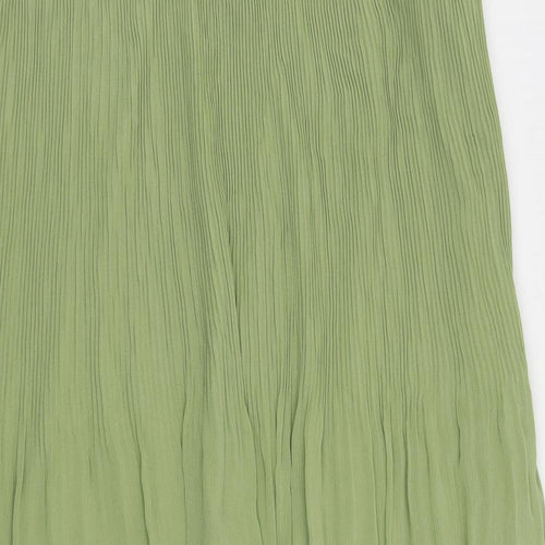 Marks and Spencer Womens Green Polyester Pleated Skirt Size 20 Zip