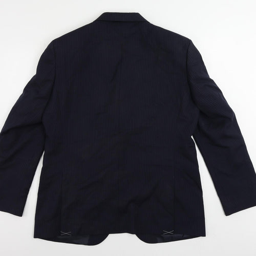 Marks and Spencer Mens Blue Striped Wool Jacket Suit Jacket Size 42 Regular