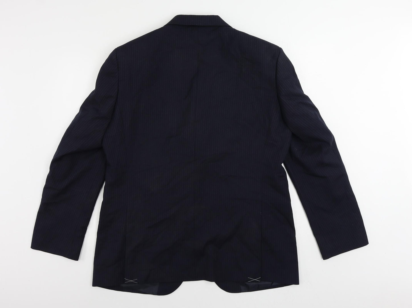 Marks and Spencer Mens Blue Striped Wool Jacket Suit Jacket Size 42 Regular