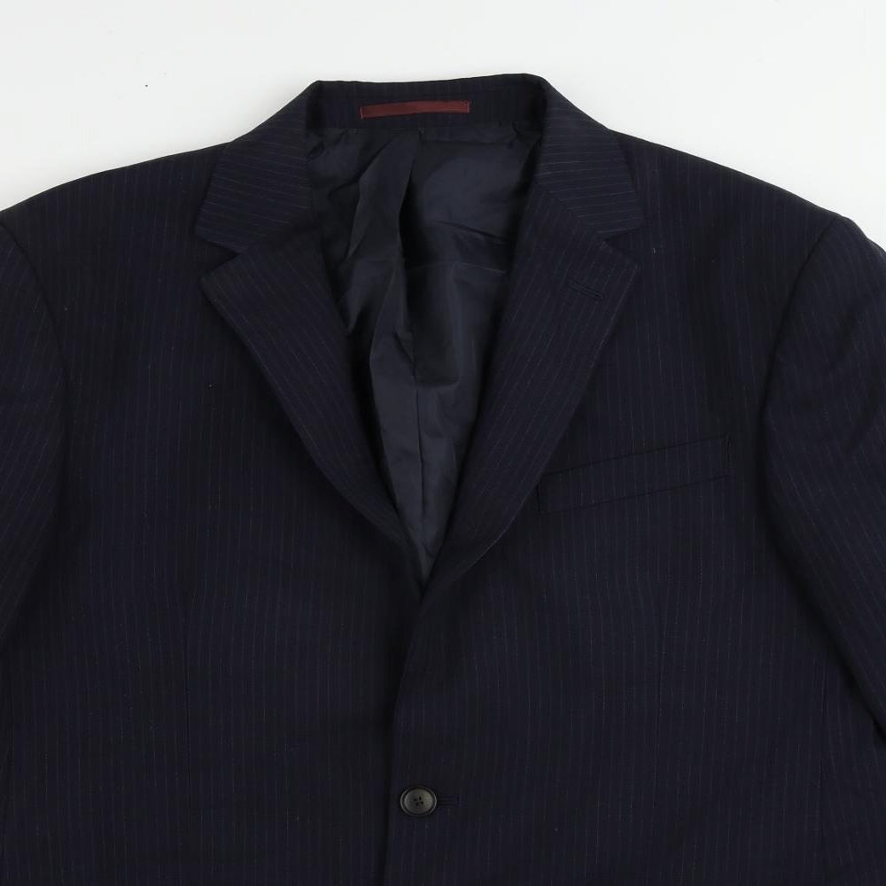 Marks and Spencer Mens Blue Striped Wool Jacket Suit Jacket Size 42 Regular