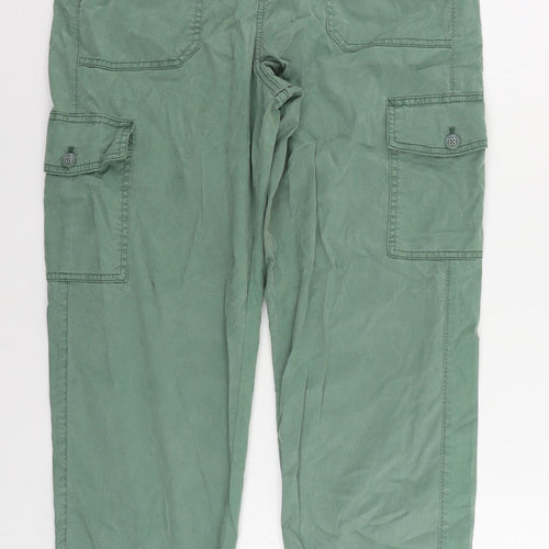Marks and Spencer Womens Green Lyocell Cargo Trousers Size 10 L28 in Regular Zip
