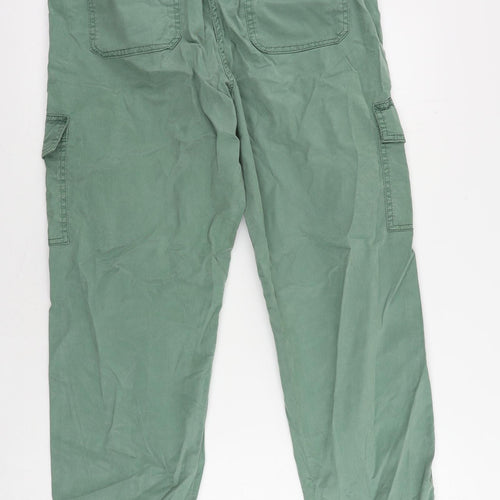 Marks and Spencer Womens Green Lyocell Cargo Trousers Size 10 L28 in Regular Zip