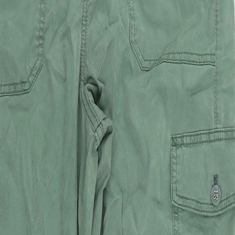 Marks and Spencer Womens Green Lyocell Cargo Trousers Size 10 L28 in Regular Zip