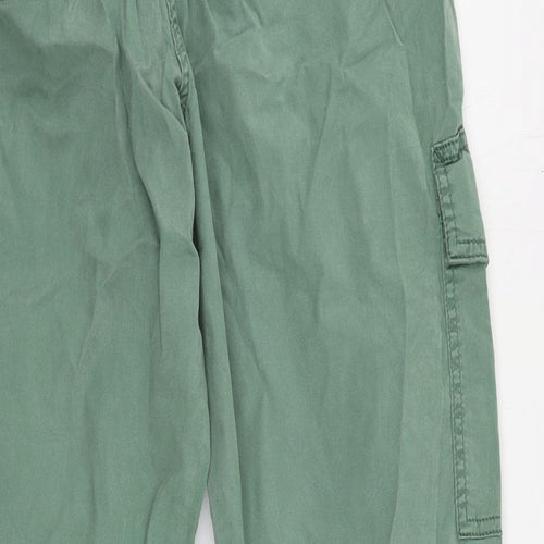 Marks and Spencer Womens Green Lyocell Cargo Trousers Size 10 L28 in Regular Zip