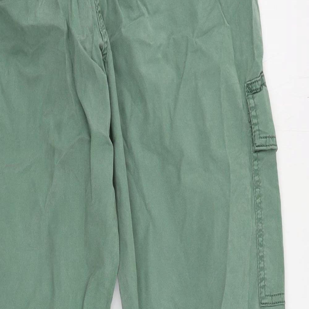 Marks and Spencer Womens Green Lyocell Cargo Trousers Size 10 L28 in Regular Zip