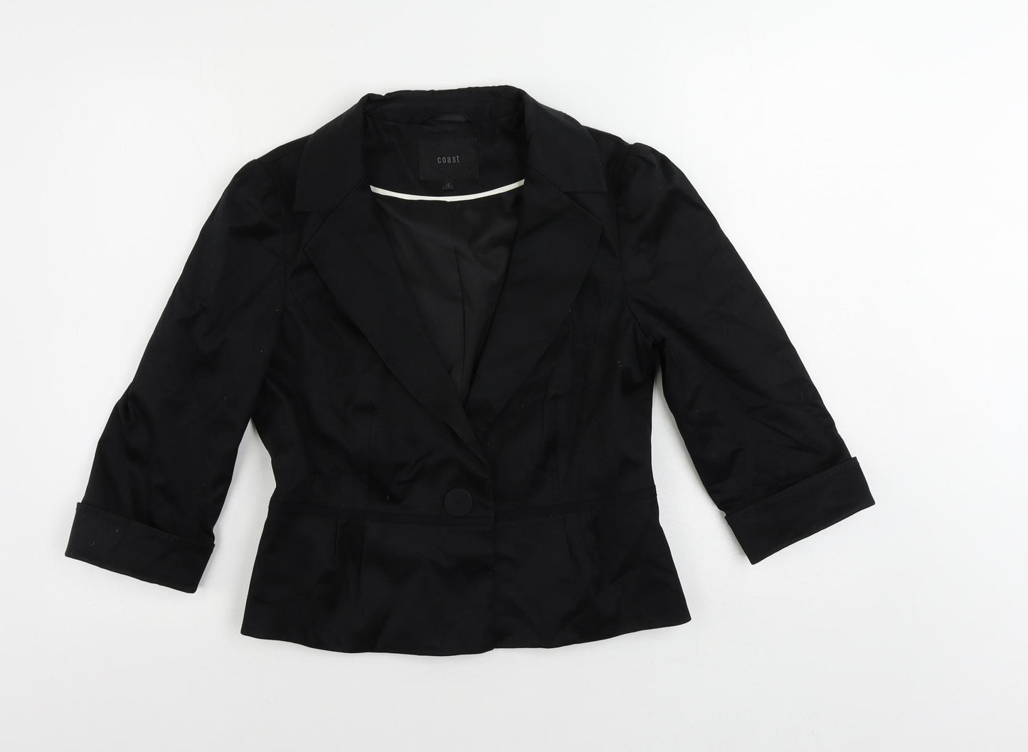 Coast Womens Black Jacket Blazer Size 12 Button