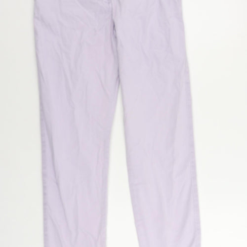 Marks and Spencer Womens Purple Cotton Trousers Size 8 L29 in Regular Zip