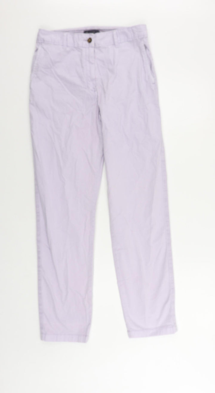 Marks and Spencer Womens Purple Cotton Trousers Size 8 L29 in Regular Zip
