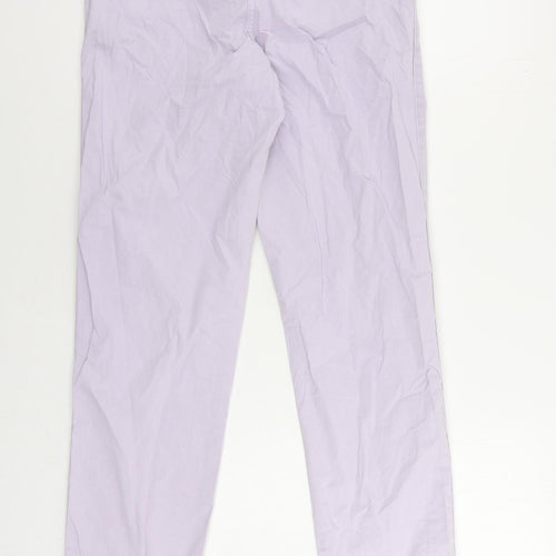 Marks and Spencer Womens Purple Cotton Trousers Size 8 L29 in Regular Zip