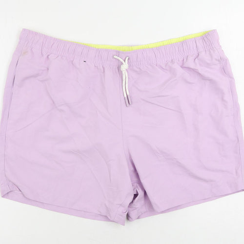 Marks and Spencer Mens Purple Polyester Bermuda Shorts Size 2XL L6 in Regular Drawstring - Swim Shorts