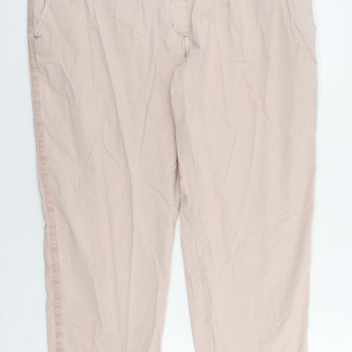 Marks and Spencer Womens Pink Cotton Chino Trousers Size 20 L27 in Regular Zip