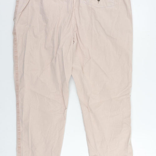 Marks and Spencer Womens Pink Cotton Chino Trousers Size 20 L27 in Regular Zip