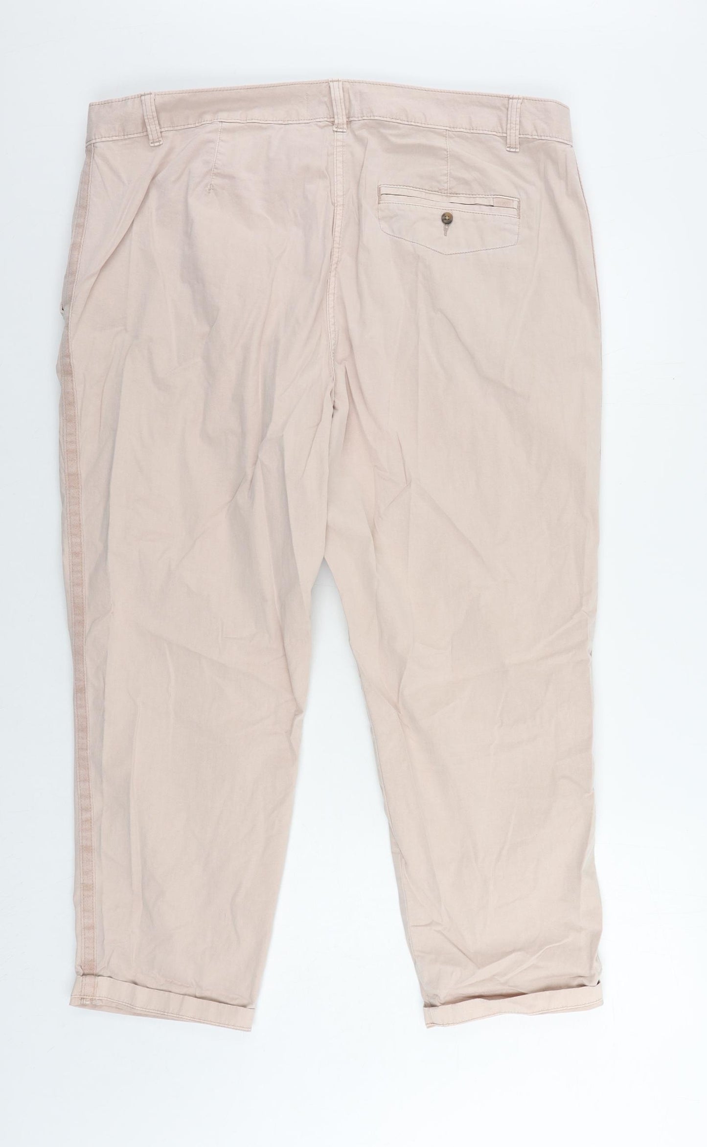 Marks and Spencer Womens Pink Cotton Chino Trousers Size 20 L27 in Regular Zip