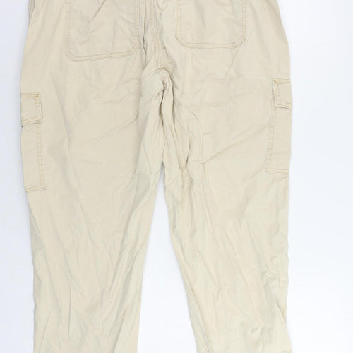 Marks and Spencer Womens Beige Lyocell Cargo Trousers Size 18 L27 in Regular Zip - Elastic Waist