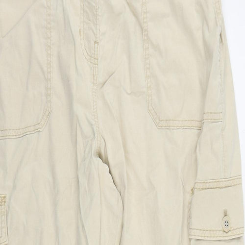 Marks and Spencer Womens Beige Lyocell Cargo Trousers Size 18 L27 in Regular Zip - Elastic Waist