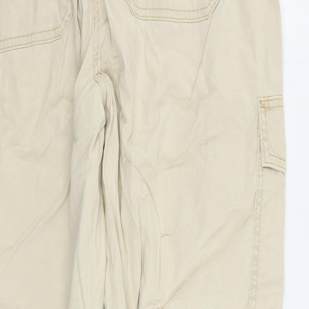 Marks and Spencer Womens Beige Lyocell Cargo Trousers Size 18 L27 in Regular Zip - Elastic Waist