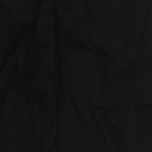 Marks and Spencer Womens Black Cotton Trousers Size 20 L25 in Regular Drawstring - Elastic Waist