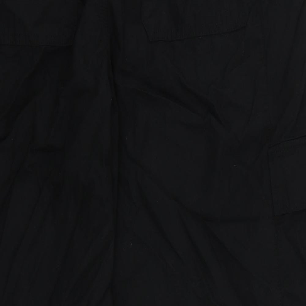 Marks and Spencer Womens Black Cotton Trousers Size 20 L25 in Regular Drawstring - Elastic Waist