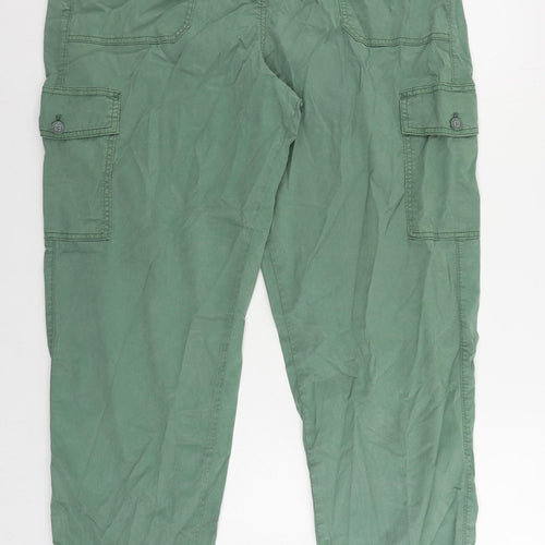 Marks and Spencer Womens Green Lyocell Cargo Trousers Size 18 L29 in Regular Zip - Elastic Waist