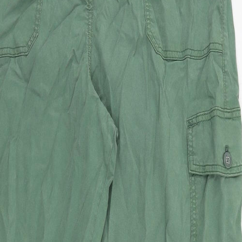 Marks and Spencer Womens Green Lyocell Cargo Trousers Size 18 L29 in Regular Zip - Elastic Waist