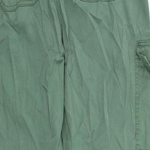 Marks and Spencer Womens Green Lyocell Cargo Trousers Size 18 L29 in Regular Zip - Elastic Waist