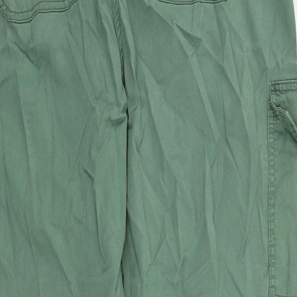 Marks and Spencer Womens Green Lyocell Cargo Trousers Size 18 L29 in Regular Zip - Elastic Waist