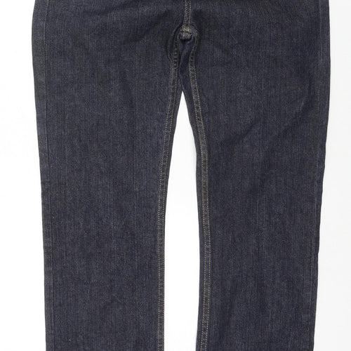 Denim & Co. Womens Blue Cotton Straight Jeans Size 14 L31 in Regular Zip
