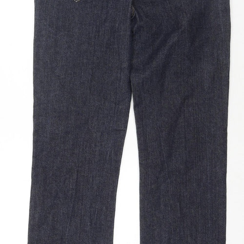 Denim & Co. Womens Blue Cotton Straight Jeans Size 14 L31 in Regular Zip