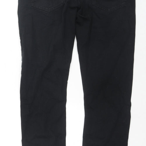 Marks and Spencer Womens Black Cotton Straight Jeans Size 36 in L31 in Regular Zip