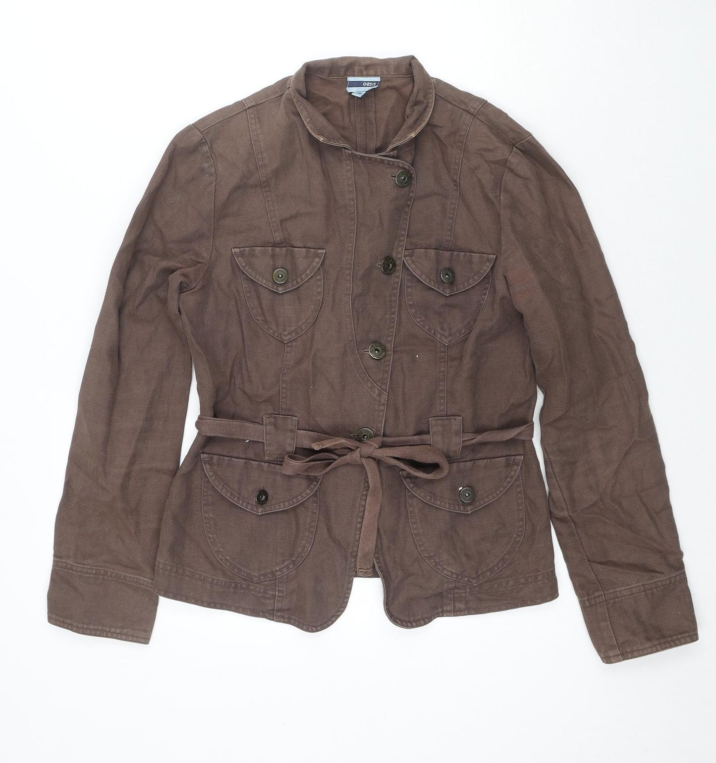 Oasis Womens Brown Jacket Size 10 Button