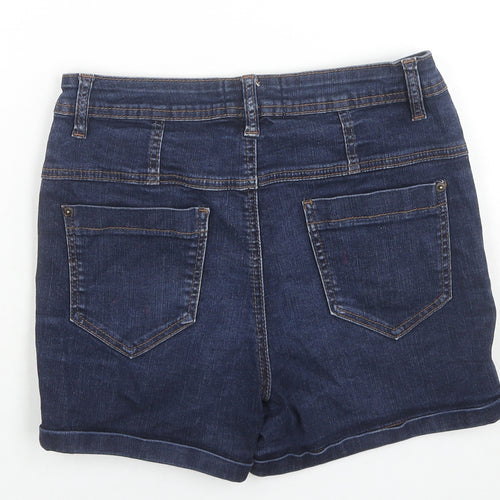 Red Herring Womens Blue Cotton Hot Pants Shorts Size 10 L3 in Regular Zip