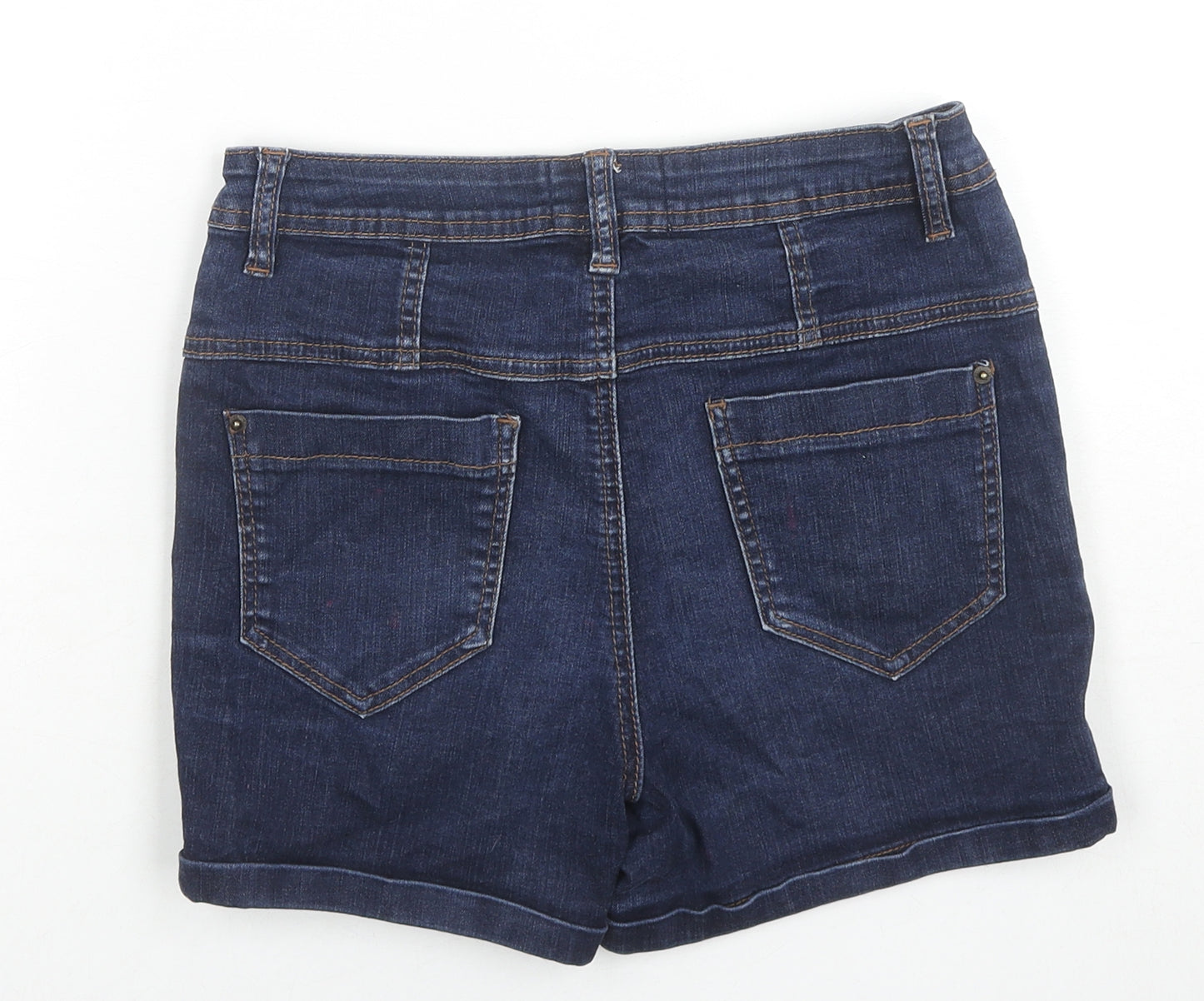 Red Herring Womens Blue Cotton Hot Pants Shorts Size 10 L3 in Regular Zip