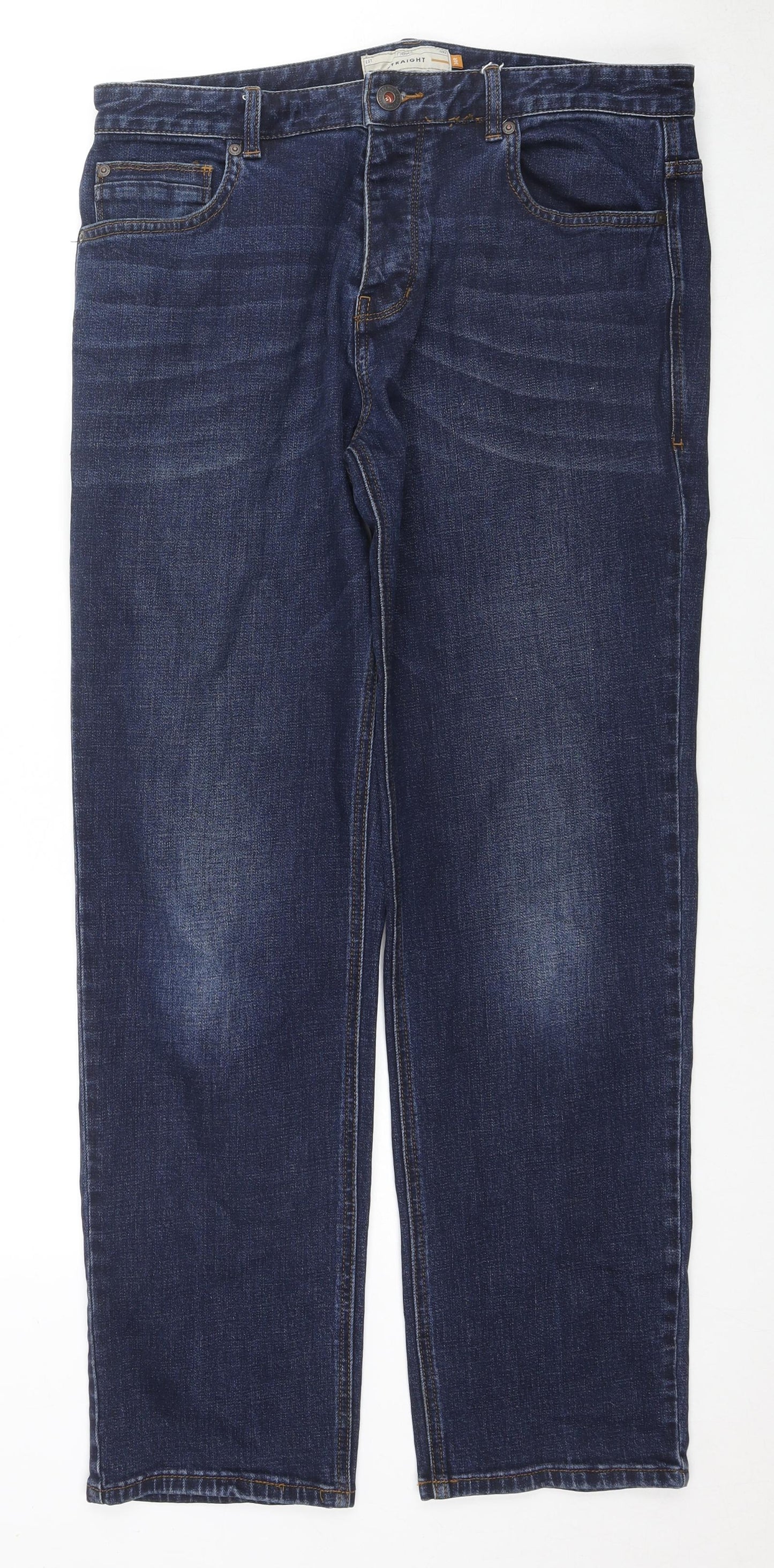 NEXT Mens Black Cotton Straight Jeans Size 34 in L31 in Regular Zip