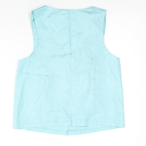 Charnos Womens Blue Polyester Basic Button-Up Size 12 Scoop Neck