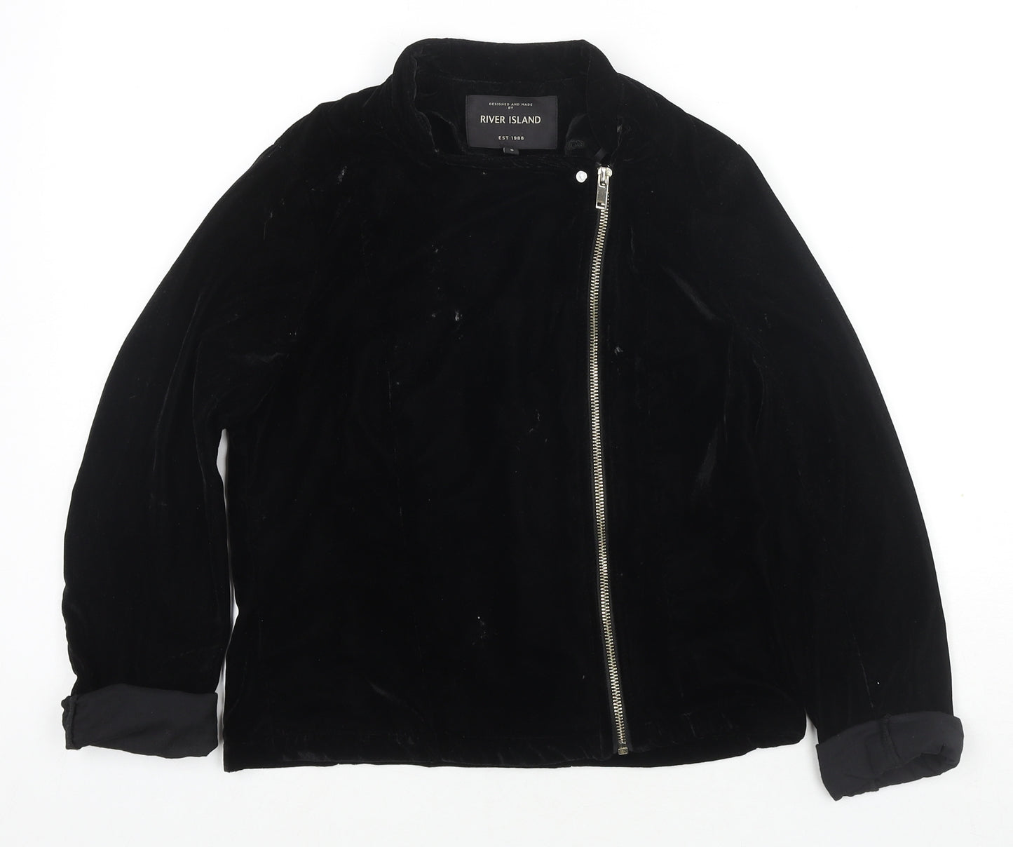 River Island Womens Black Jacket Size 8 Zip
