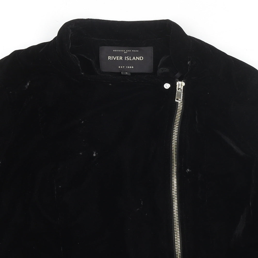 River Island Womens Black Jacket Size 8 Zip